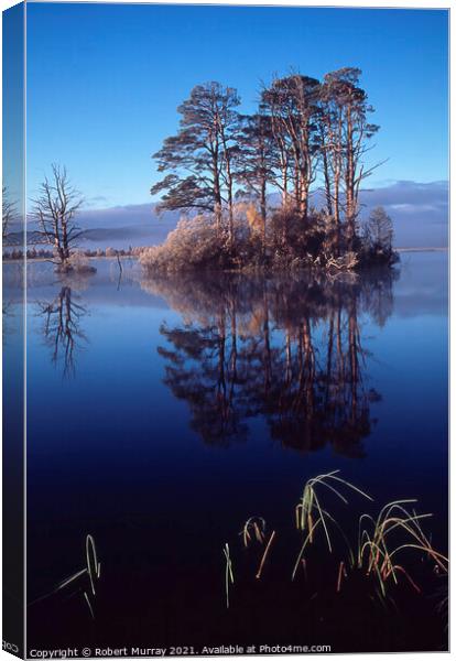 Reflections on Loch Mallachie, Scotland. Canvas Print by Robert Murray
