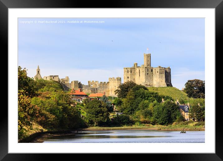 River Coquet and Warkworth Castle Framed Mounted Print by Pearl Bucknall