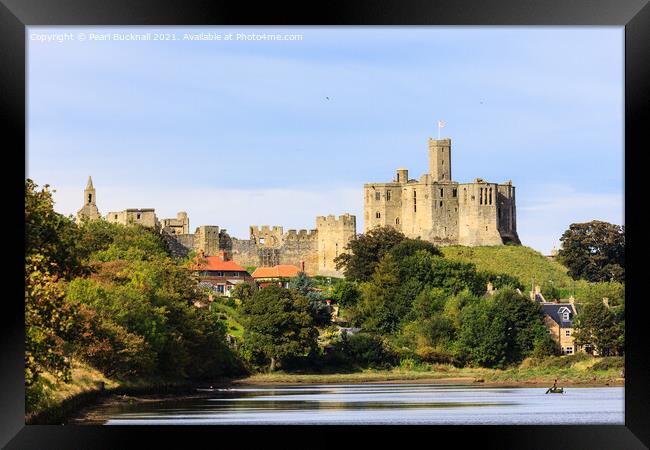 River Coquet and Warkworth Castle Framed Print by Pearl Bucknall