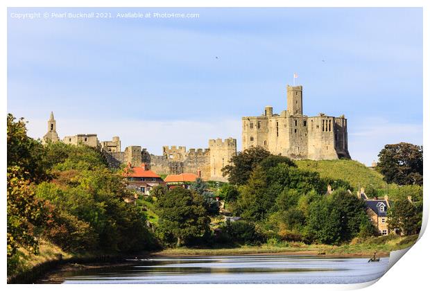 River Coquet and Warkworth Castle Print by Pearl Bucknall