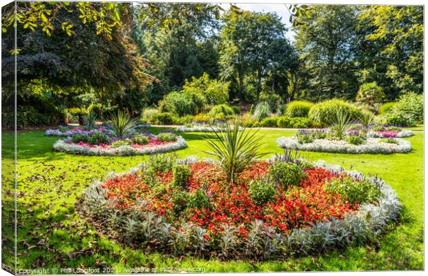 Flower beds in a Liverpool Park.  Canvas Print by Phil Longfoot