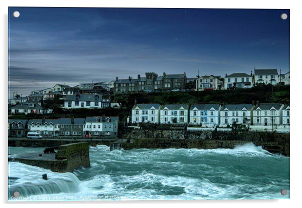 Porthleven harbour Cornwall Acrylic by kathy white