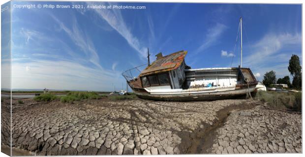 Old Decaying Boat on Beach in The Wirral Canvas Print by Philip Brown