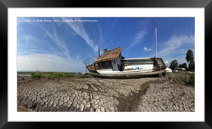 Old Decaying Boat on Beach in The Wirral Framed Mounted Print by Philip Brown