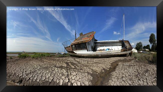 Old Decaying Boat on Beach in The Wirral Framed Print by Philip Brown