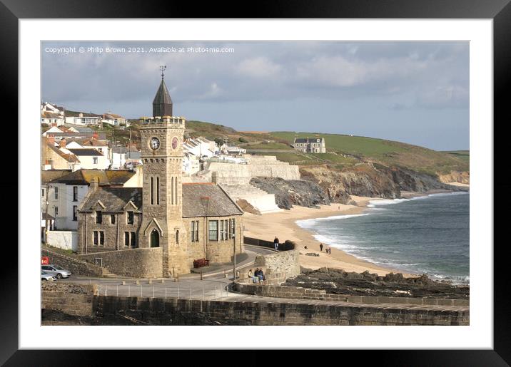Portleven Sea Front, Cornwall. UK Framed Mounted Print by Philip Brown