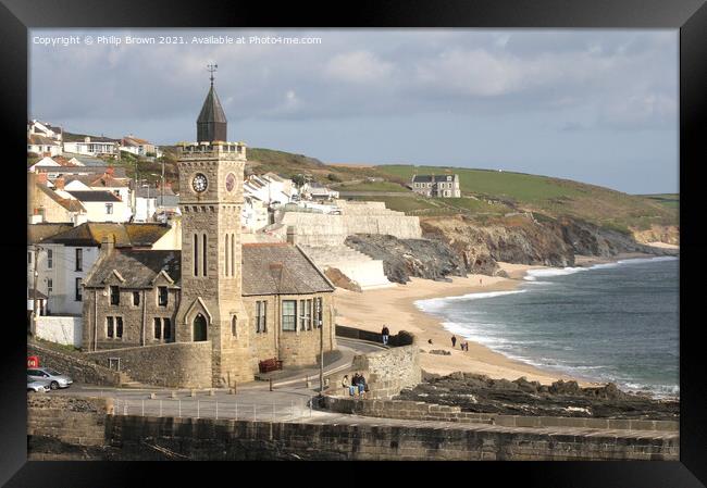 Portleven Sea Front, Cornwall. UK Framed Print by Philip Brown