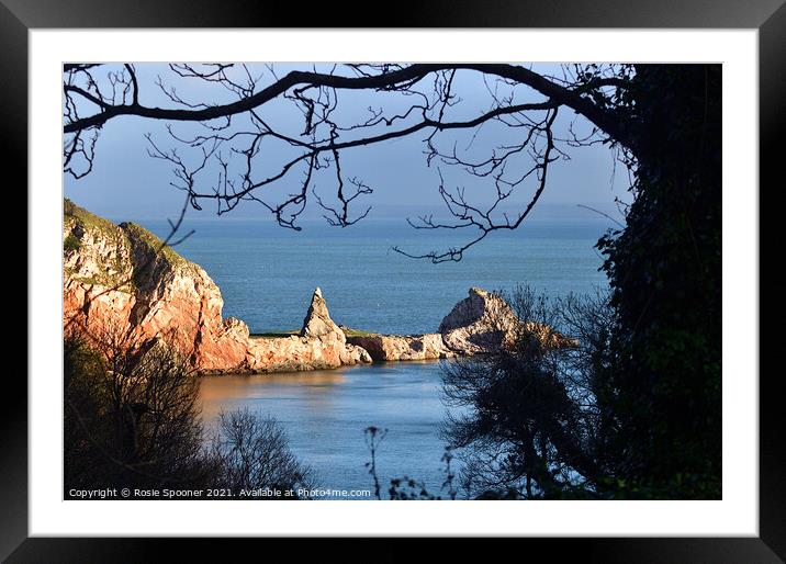 Golden Light on Long Quarry Point at Anstey's Cove  Framed Mounted Print by Rosie Spooner