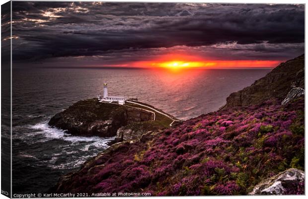 South Stack Lighthouse Sunset Canvas Print by Karl McCarthy