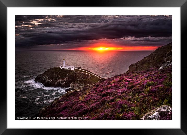 South Stack Lighthouse Sunset Framed Mounted Print by Karl McCarthy
