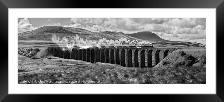 Ribblehead viaduct and the Waverley Steam train. Framed Mounted Print by Chris North