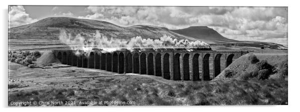 Ribblehead viaduct and the Waverley Steam train. Acrylic by Chris North