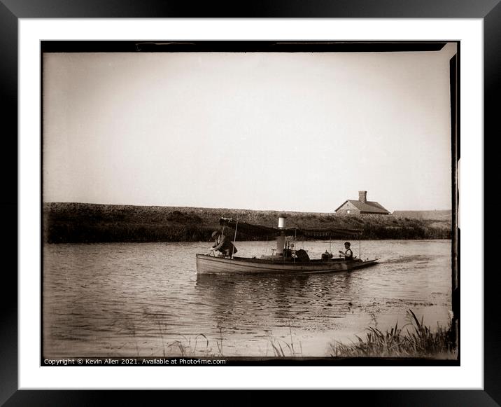  Steam launch on the Norfolk Broads, ,from origina Framed Mounted Print by Kevin Allen