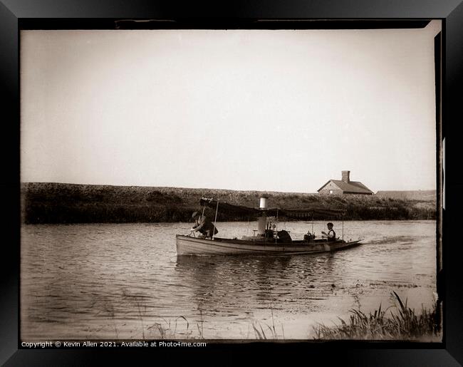  Steam launch on the Norfolk Broads, ,from origina Framed Print by Kevin Allen
