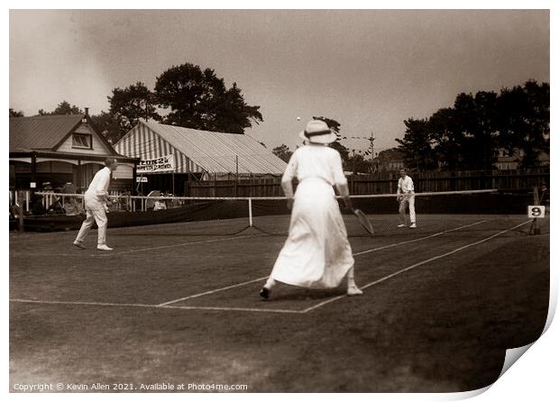 Vintage mixed doubles Tennis, original vintage neg Print by Kevin Allen