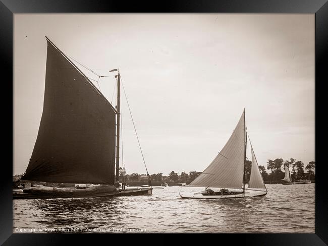 Vintage Sailing. original vintage negative Framed Print by Kevin Allen