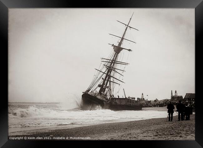 Shipwreck Lowestoft, original vintage negative Framed Print by Kevin Allen