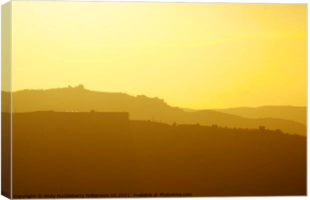 Yellow sunset in the countryside of Sicily, Italy Canvas Print by Andy Huckleberry Williamson III