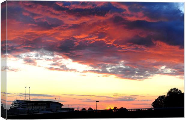 Sunset Over Epsom Racecourse Canvas Print by Steve Brand