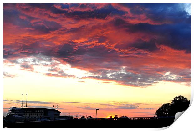 Sunset Over Epsom Racecourse Print by Steve Brand
