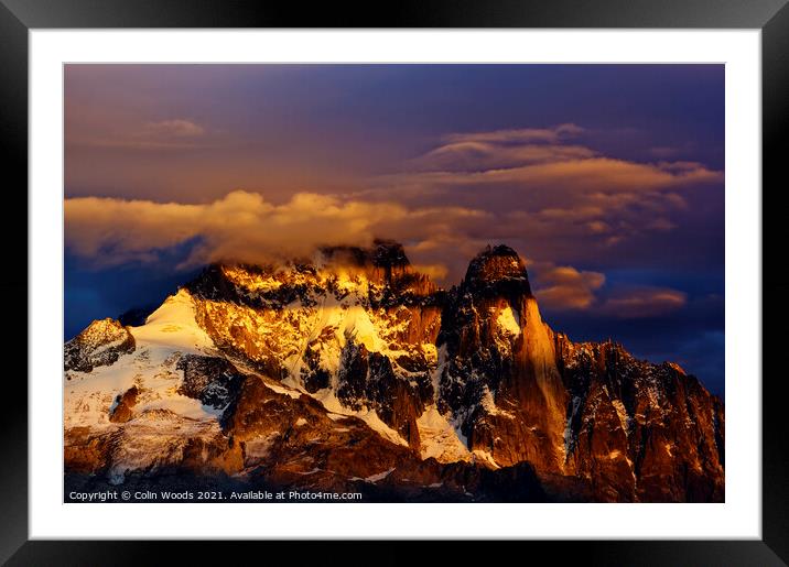 Evening light on L'aiguille Verte Framed Mounted Print by Colin Woods