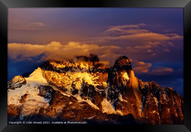 Evening light on L'aiguille Verte Framed Print by Colin Woods