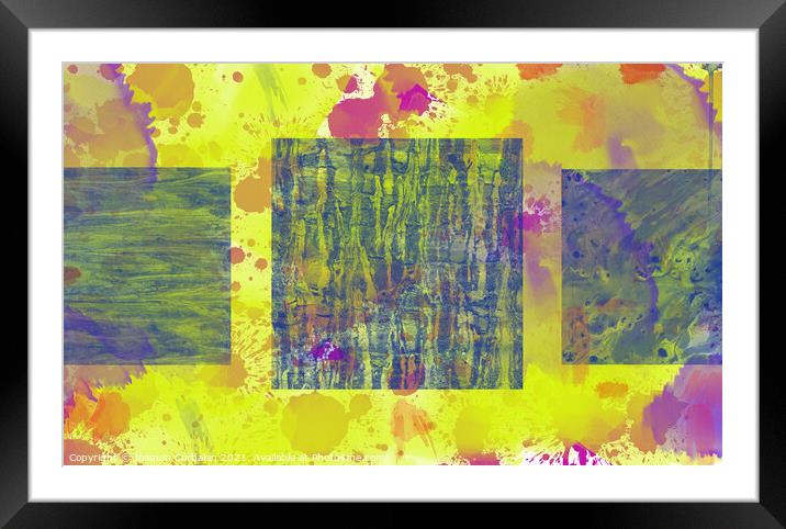 Abstract background with geometric squares in the foreground wit Framed Mounted Print by Joaquin Corbalan