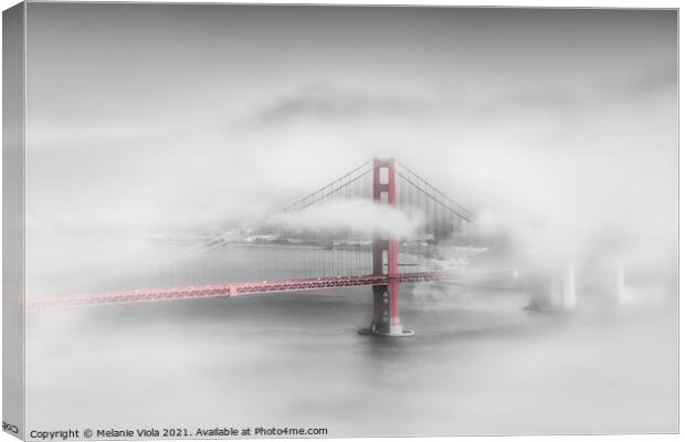 Foggy Golden Gate Bridge | colorkey Canvas Print by Melanie Viola