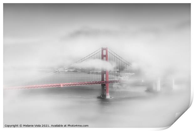 Foggy Golden Gate Bridge | colorkey Print by Melanie Viola