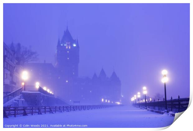 Chateau Frontenac in the mist Print by Colin Woods
