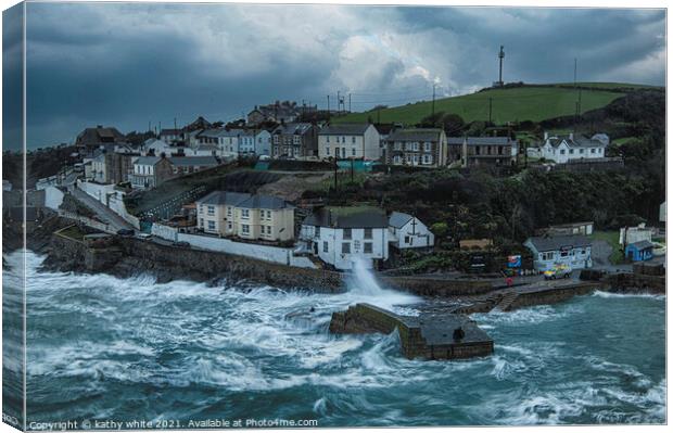 Porthleven Harbour, Cornwall, from the cliffs,   Canvas Print by kathy white