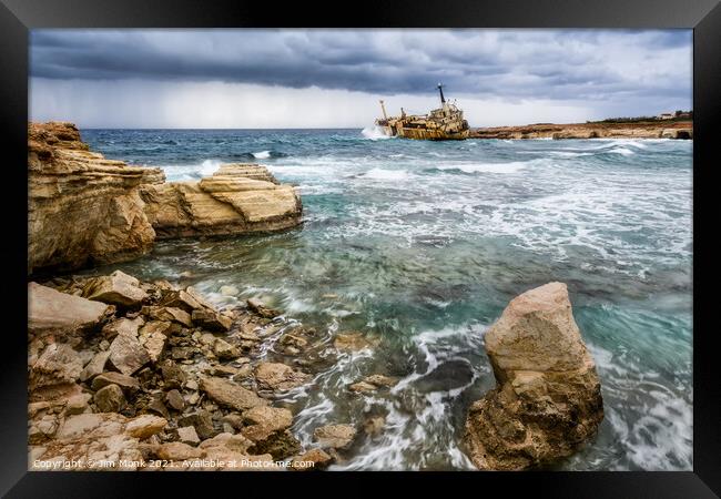 Edro III Shipwreck, Cyprus Framed Print by Jim Monk