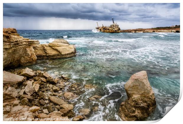 Edro III Shipwreck, Cyprus Print by Jim Monk