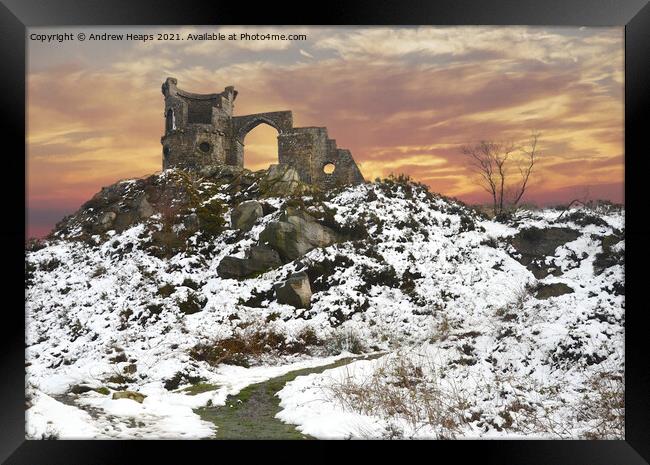Mow cop castle Framed Print by Andrew Heaps