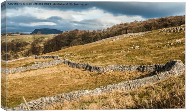 Yorkshire Dales Fellside with Pen y Ghent Behind Canvas Print by Nick Jenkins
