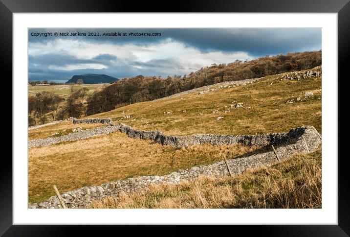 Yorkshire Dales Fellside with Pen y Ghent Behind Framed Mounted Print by Nick Jenkins