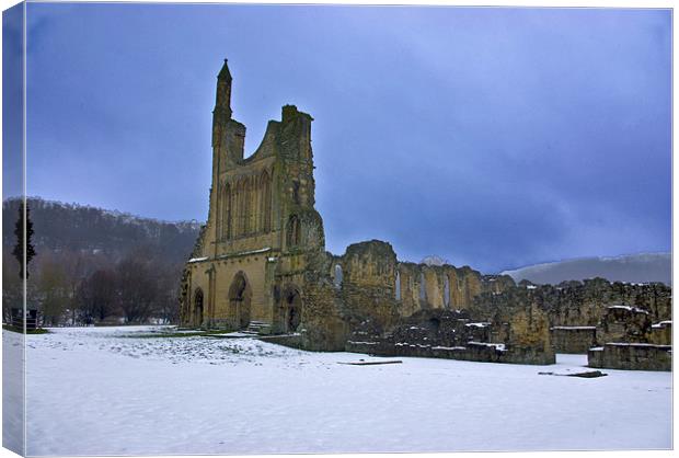 Winter at Byland Abbey Canvas Print by Trevor Kersley RIP