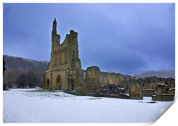 Winter at Byland Abbey Print by Trevor Kersley RIP