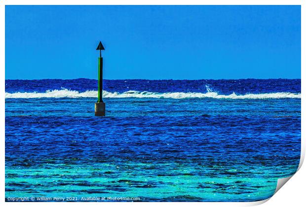 Colorful Blue Water Moorea Tahiti Print by William Perry