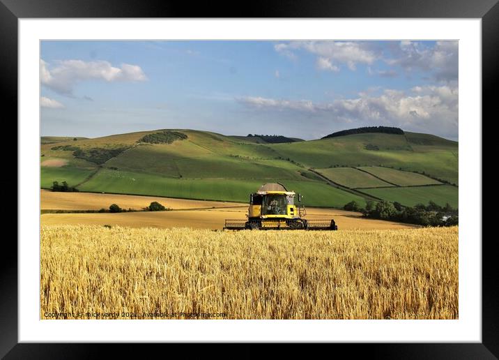 Harvesting barley on the Cheviots. Framed Mounted Print by mick vardy