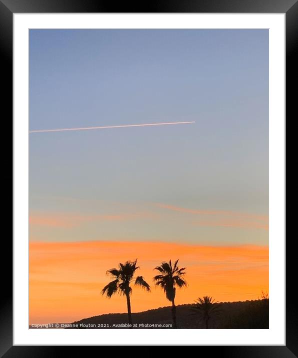  Sunset behind Palm Trees Silhouette Framed Mounted Print by Deanne Flouton