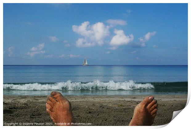Chilling Out on Menorca Shoreline Print by Deanne Flouton