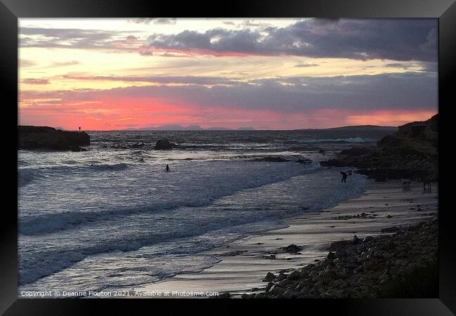  Sunset over Santo Tomas Beach Menorca Framed Print by Deanne Flouton