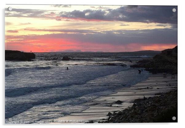  Sunset over Santo Tomas Beach Menorca Acrylic by Deanne Flouton