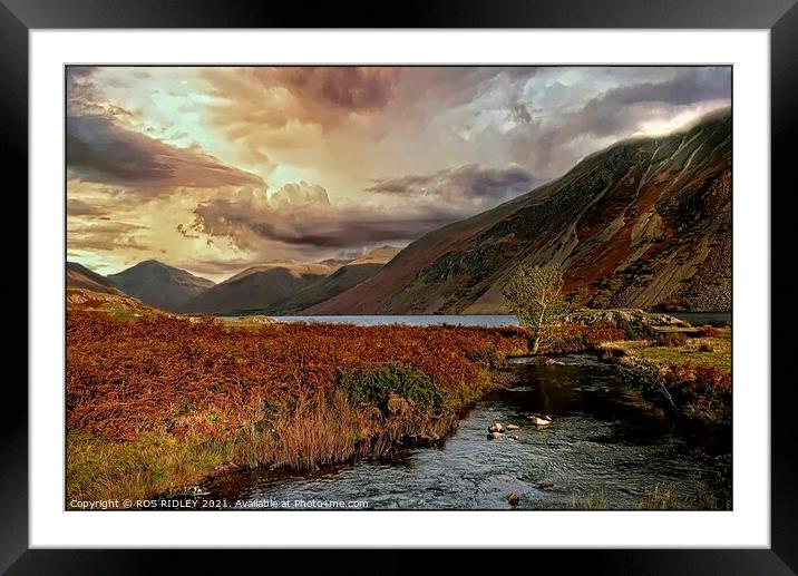 Sunshine and storm clouds at Wastwater Framed Mounted Print by ROS RIDLEY