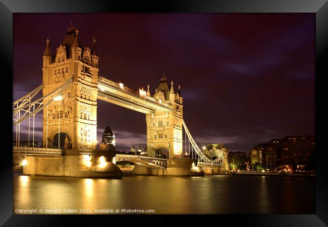 Tower Bridge at night, London Framed Print by Geraint Tellem ARPS