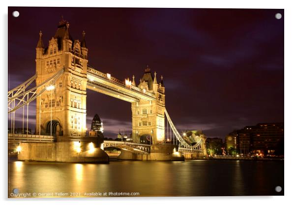 Tower Bridge at night, London Acrylic by Geraint Tellem ARPS