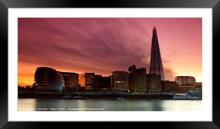 City Hall and The Shard at twilight, London, UK Framed Mounted Print by Geraint Tellem ARPS