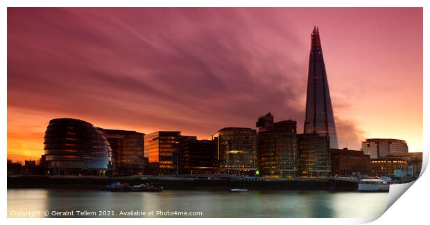 City Hall and The Shard at twilight, London, UK Print by Geraint Tellem ARPS