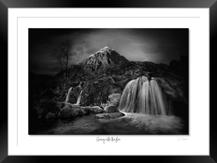 Going with  the flow Scotland , Highlands, mono Framed Mounted Print by JC studios LRPS ARPS